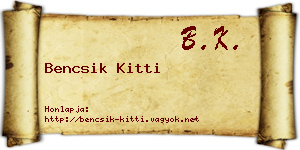 Bencsik Kitti névjegykártya